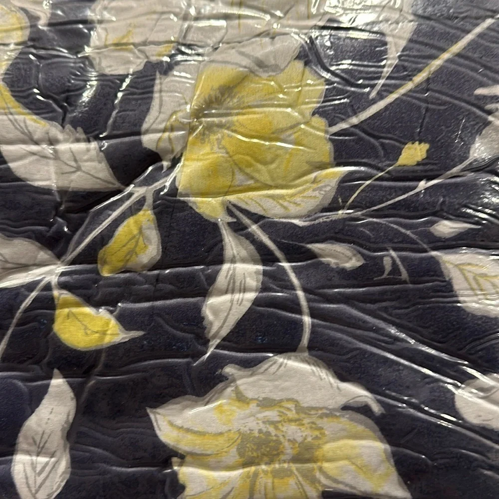 3 pc Queen Comforter set Yellow Floral Print Organic Earth Bambo Cotton Touch